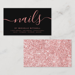 フェイクバラ金ゴールドグリッターネイリストブラック 名刺