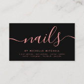 フェイクバラ金ゴールドグリッターネイリストブラック 名刺 (正面)