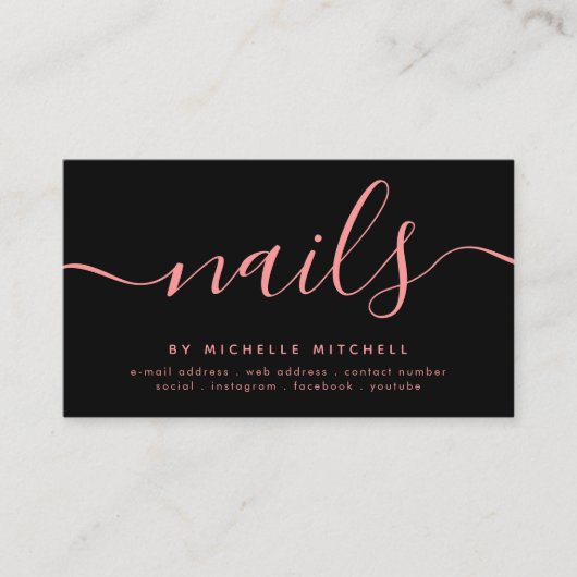 フェイクバラ金ゴールドグリッターネイリストブラック 名刺 (正面)