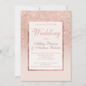 フェイクバラ金ゴールドグリッターフレエレガントームシ結婚ック 招待状 (正面)