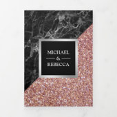 フェイクバラ金ゴールドグリッターブラックマーブルフォトズ結婚ーズ 三つ折り招待状 (カバー)