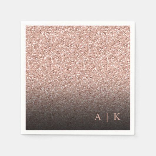 フェイクバラ金ゴールドグリッターブラックモノグラム結婚ズ スタンダードカクテルナプキン (正面)