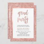 フェイクバラ金ゴールドグリッター|卒業パーティーの写真 招待状 (正面/裏面)