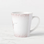 フェイクバラ金ゴールドピンクグリッターモノグラムガーリー名 カフェラテマグ (右)