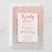 フェイクバラ金ゴールドフェイクグリッターシルバーシック21誕生 招待状 (正面)