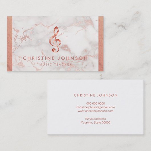 フェイクバラ金ゴールドフォイル音楽トレブルクレフ、 音符記号 名刺 (正面/裏面)