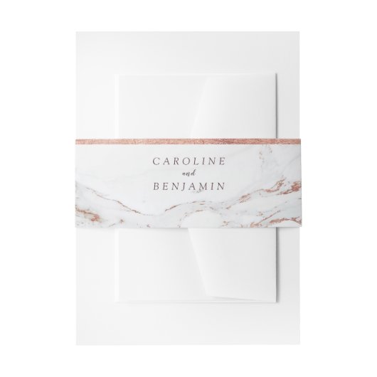 フェイクバラ金ゴールドホイル大理石モダン結婚高級 招待状ベリーバンド (正面例)