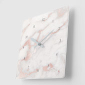 フェイクバラ金ゴールド大理石エレガント スクエア壁時計 (傾斜)