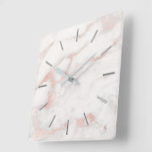 フェイクバラ金ゴールド大理石エレガント スクエア壁時計 (傾斜)