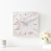 フェイクバラ金ゴールド大理石エレガント スクエア壁時計 (ホーム)