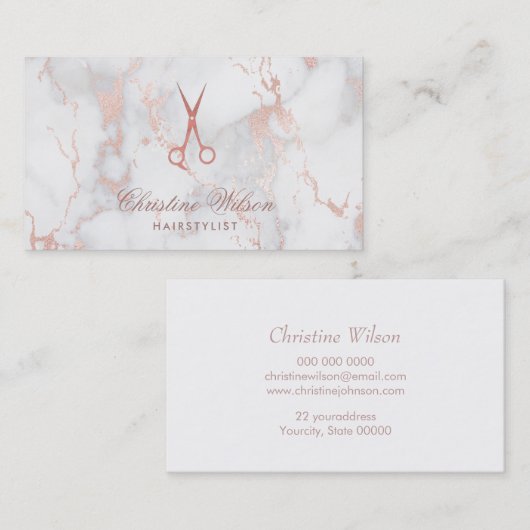 フェイクバラ金ゴールド大理石メイクアップアーティスト 名刺 (正面/裏面)