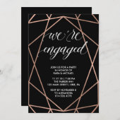 フェイクバラ金ゴールド幾何婚約パーティ 招待状 (正面/裏面)