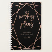 フェイクバラ金ゴールド幾何学的オン黒ウェディングプランナー プランナー手帳 (正面)