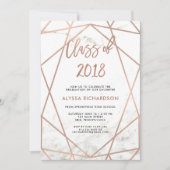 フェイクバラ金ゴールド幾何学 |大理石卒業パーティー 招待状 (正面)