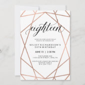 フェイクバラ金ゴールド幾何学 | 第18回誕生日パーティー 招待状 (正面)