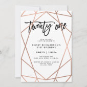 フェイクバラ金ゴールド幾何学 | 21歳の誕生日パーティー 招待状 (正面)