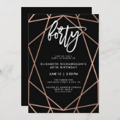 フェイクバラ金ゴールド幾何学 | 40歳の誕生日パーティー 招待状 (正面/裏面)
