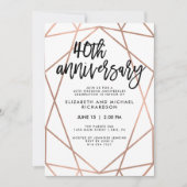 フェイクバラ金ゴールド幾何結婚40周年記念 招待状 (正面)