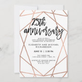 フェイクバラ金ゴールド幾何25結婚周年記念 招待状 (正面)