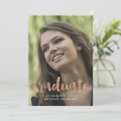 フェイクバラ金ゴールド手入力タイポグラフィ卒業 案内状 (スタンド正面)