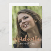 フェイクバラ金ゴールド手入力タイポグラフィ卒業 案内状 (正面/裏面)