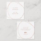 フェイクバラ金ゴールド抽象芸術円|白 スクエア名刺 (正面/裏面)