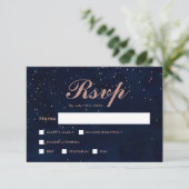 フェイクバラ金ゴールド星ネイビーブルー水色rsvp 招待状 (スタンド正面)