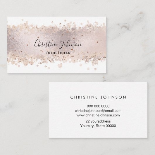 フェイクバラ金ゴールド箔エステティシャン 名刺 (正面/裏面)