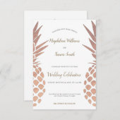 フェイクバラ金ゴールド箔パイナップル結婚ズ 招待状 (正面/裏面)