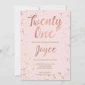 フェイクバラ金ゴールド紙吹雪赤面21歳の誕生日 招待状 (正面)