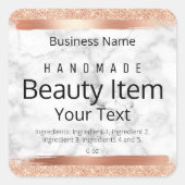 フェイクバラ金箔及び大理石ビジネスラベル スクエアシール (正面)