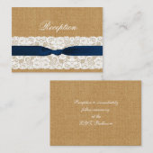 フェイクバーラップレース、素朴なウェディングレセプション招待状 エンクロージャーカード (正面/裏面)