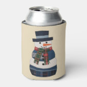フェイクパッチワークの雪だるまの休日 クリスマス 缶クーラー (缶正面)
