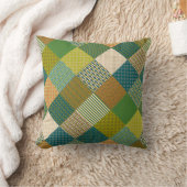 フェイクパッチワーク、トライバルパターン、アースカラー クッション (ブランケット)