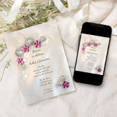 フェイクパールピンクダイヤモンドボタンキンセアニラパーティー 招待状