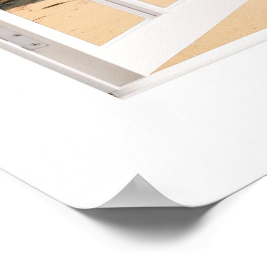 フェイクビーチと海サカスタムイズの窓 ポスター (角)