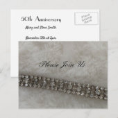 フェイクファーとダイヤモンドのパーティー招待状 インビテーションポストカード (正面/裏面)