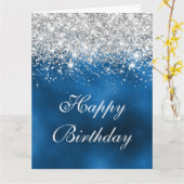 フェイクブお洒落王室のルーシルバーグリッター誕生日 カード (黄色い花)