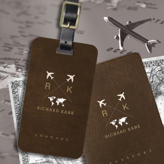フェイクブラウンレザーエレガントクラシーなトラベラーネーム ラゲッジタグ