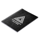 フェイクブラックレザーモダンビジネスロゴ ノートブック (左側)