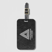 フェイクブラックレザーモダンビジネスロゴ ラゲッジタグ (正面縦)