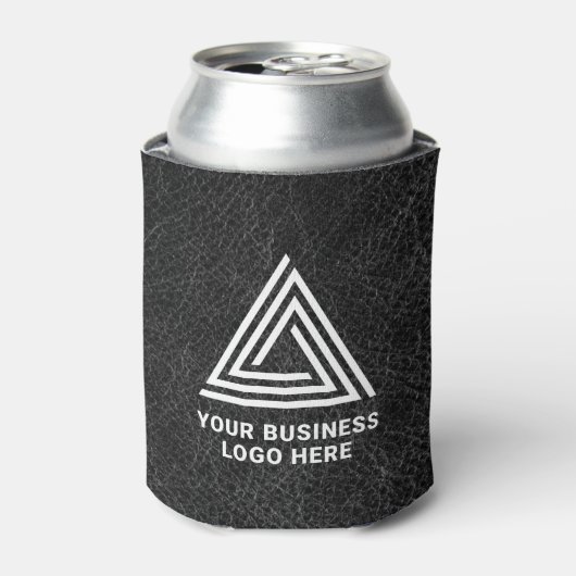 フェイクブラックレザーモダンビジネスロゴ 缶クーラー (缶正面)