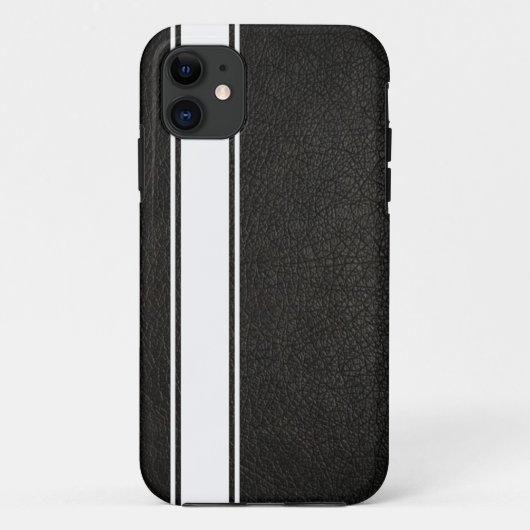 フェイクブラックレザー&ホワイトストライプiPhone 5s ケース Case-Mate iPhoneケース (裏面)