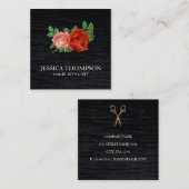 フェイクベルベットブラックプリントファンシーバラ スクエア名刺 (正面/裏面)