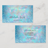 フェイクホログラフィー青グリッターエレガントモダン 名刺 (正面/裏面)
