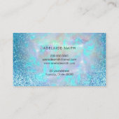 フェイクホログラフィー青グリッターエレガントモダン 名刺 (裏面)
