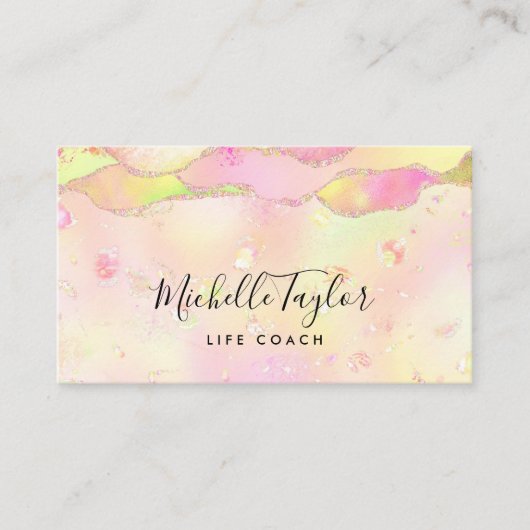 フェイクホログラフ虹色オエレガントプストーン 名刺 (正面)