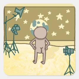 フェイクムーンランディングジョークのシール スクエアシール