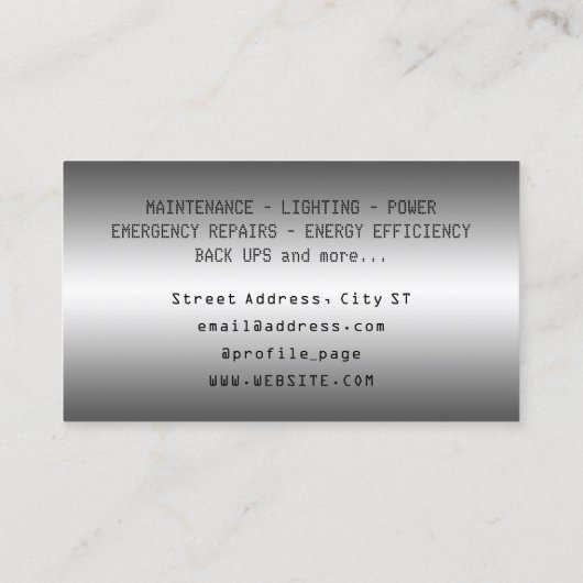 フェイクメタリックテクスチャープラスマイナス電気 名刺 (裏面)