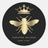 フェイクメタリック効果クイーンbeeロゴ ラウンドシール (正面)